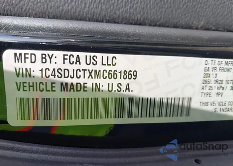 2021 Dodge Durango R/T Awd из США, поврежденный, VIN 1C4SDJCTXMC661869